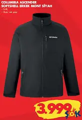 COLUMBİA ASCENDER SOFTSHELL ERKEK SİYAH MONT fiyat ve kampanya bilgisi